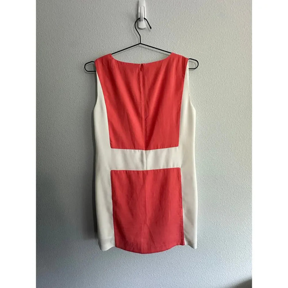 Zara Basic Coral White Colorblock Mod 70s inspired Sheath Sleeveless Dress Sz M - Picture 7 of 12